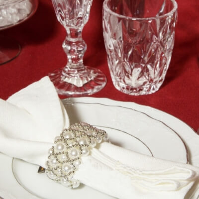 Obrączka perły silver XL - stroik do świec i serwetek